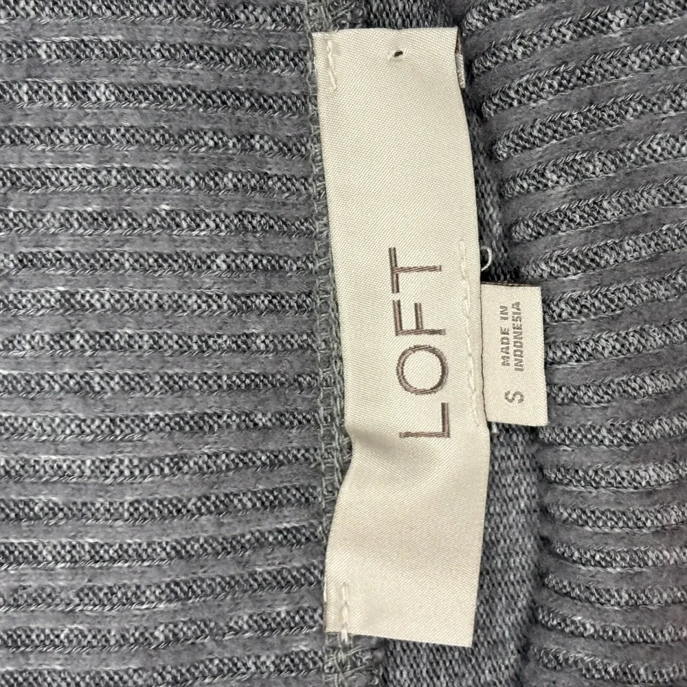 LOFT Womens Gray Marled Boat Neck Puff Shoulder Bishop Sleeve Knit Top Small